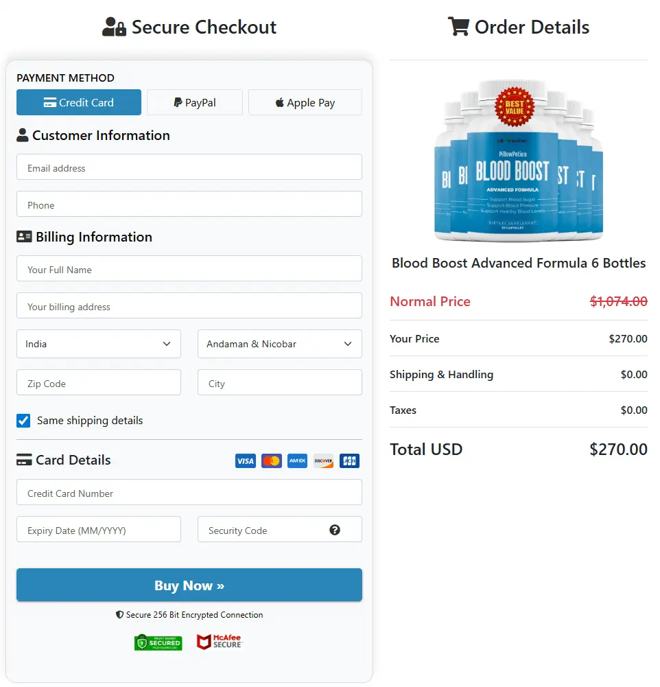 bloodboost buy page